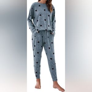 Grey/Black Hearts Matching Lounge Set